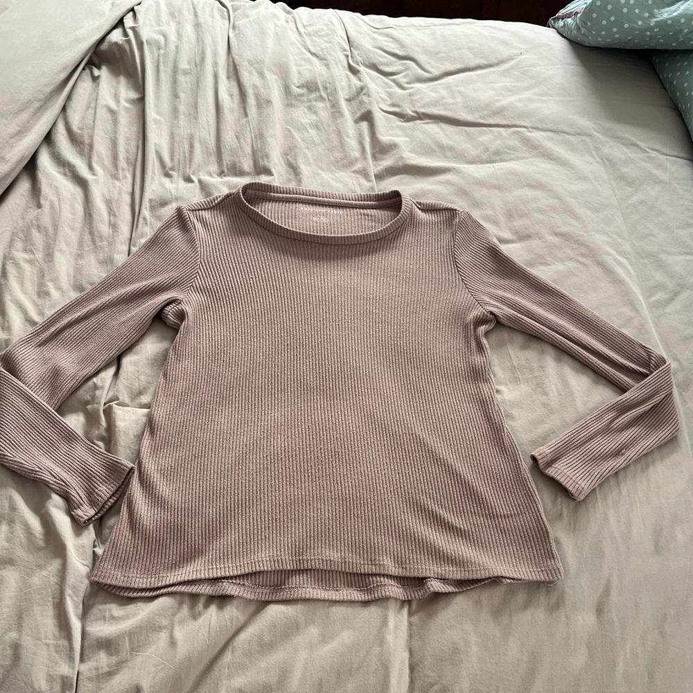 American Eagle Soft & Sexy Lavender Ribbed Long Sleeve Top